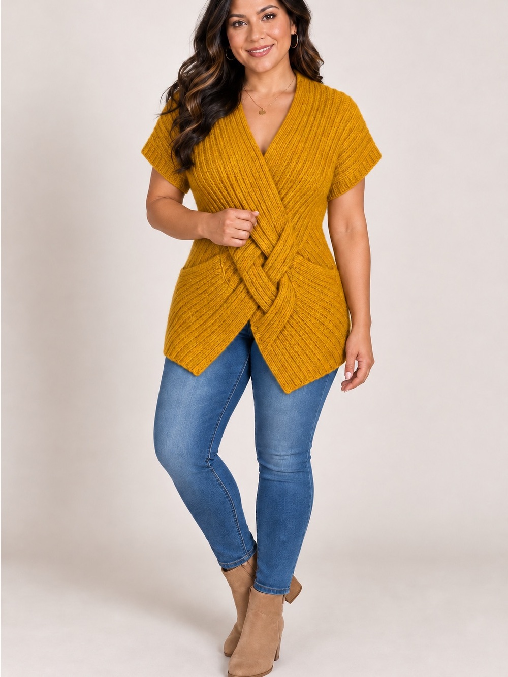 Escio Mustard Yellow Knit Cardigan – Women’s XL